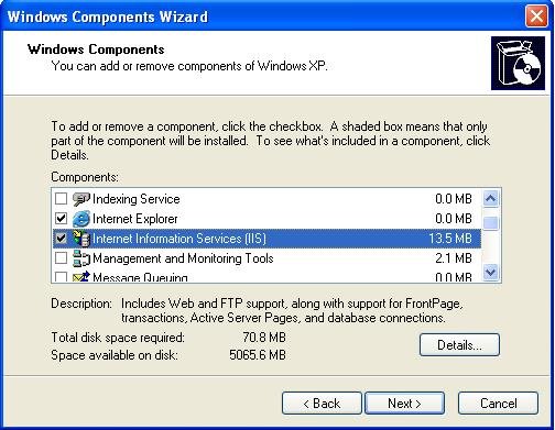 How to install IIS in WINXP
