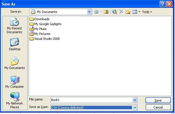 How to create a CSV file from Microsoft Excel
