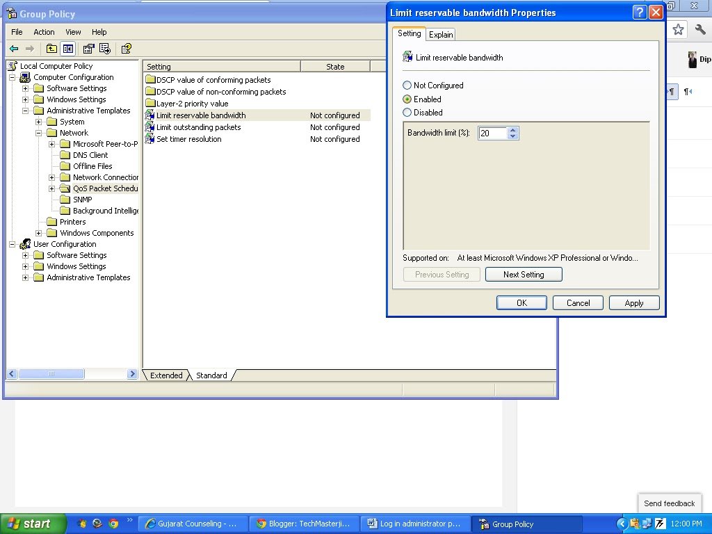 How to increase internet speed in Windows XP